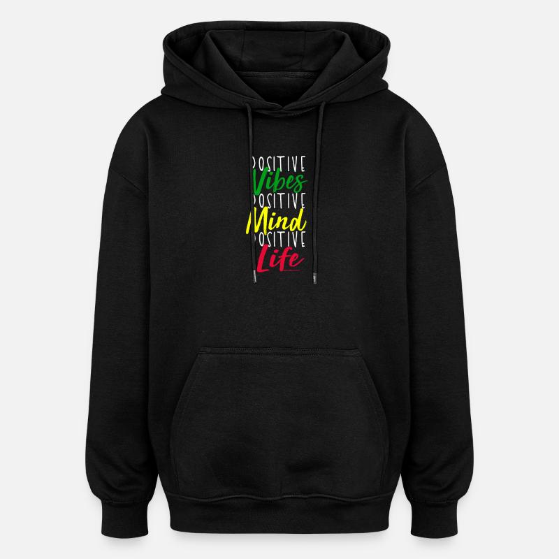 Motif de mentalité positive - Sweat à capuche oversize unisexe - noir