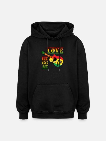 Love Reggae Guitar Rastastil - Oversized Unisex Hoodie - black