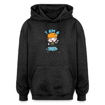 chanteur - Sweat à capuche oversize unisexe - charbon - Devant - Noah (186cm)