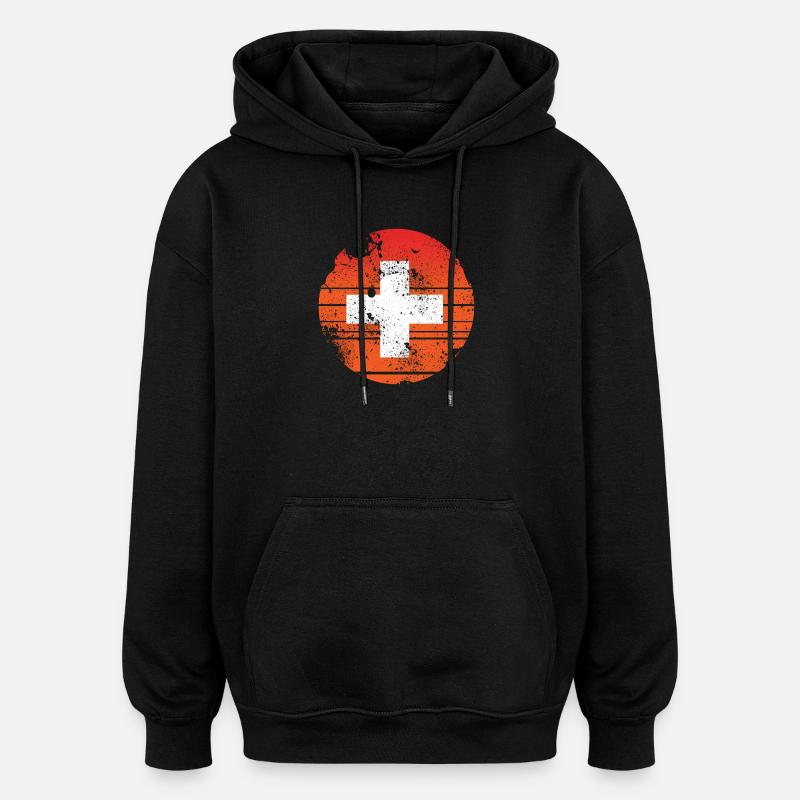 Joyeux Anniversaire Suisse - Sweat à capuche oversize unisexe - noir