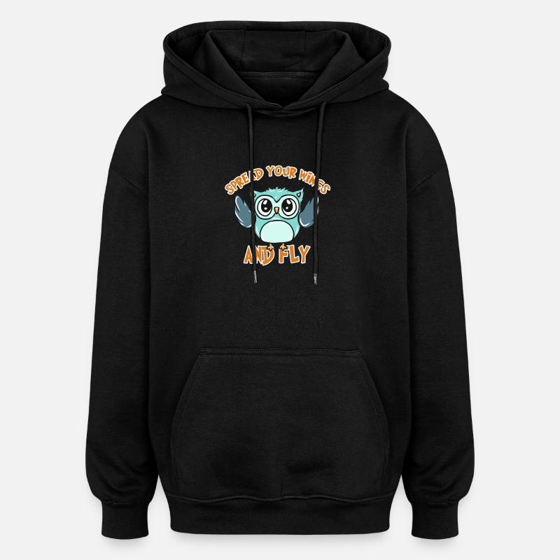 Eule - Oversized Unisex Hoodie - Schwarz