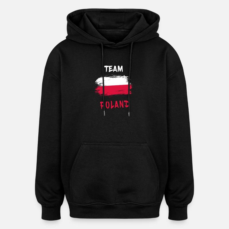 Team Pologne / Drapeau - Sweat à capuche oversize unisexe - noir