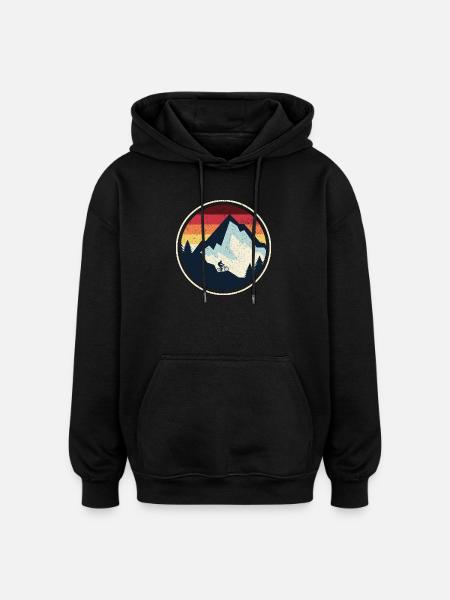 Sunset Peak MTB Silhouette - Oversized Unisex Hoodie - black