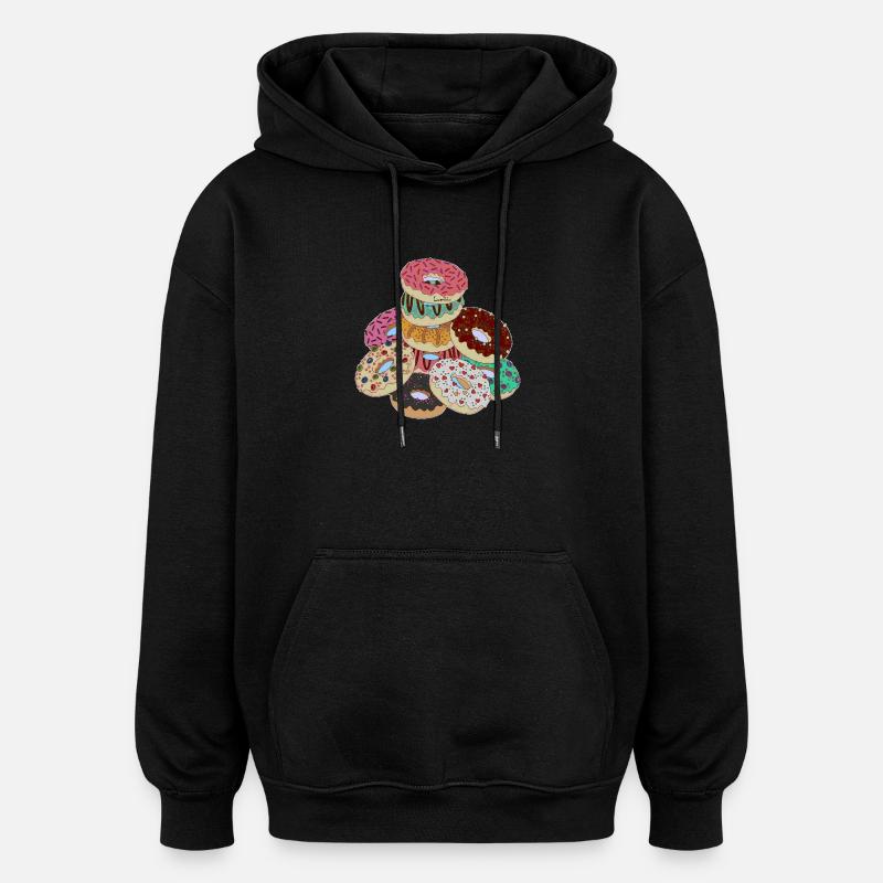 Pyramide de beignets arc-en-ciel - Sweat à capuche oversize unisexe - noir