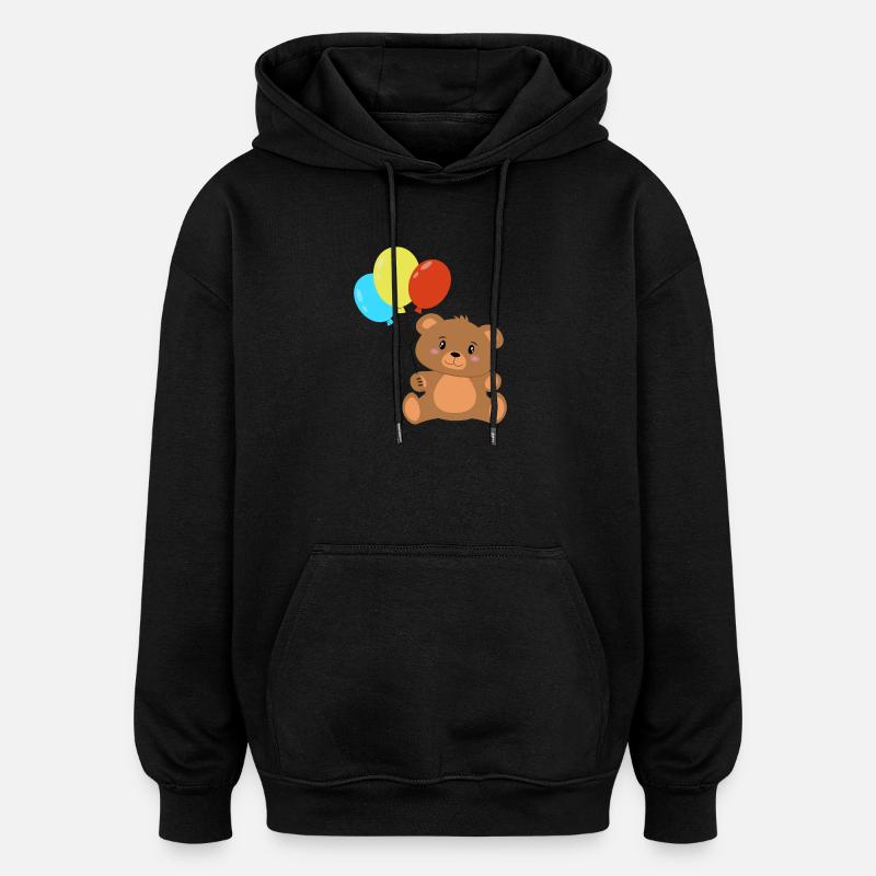 Teddybär mit Luftballons - Oversized Unisex Hoodie - Schwarz