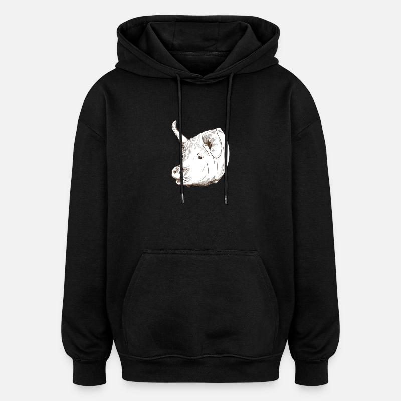 Cochon - Sweat à capuche oversize unisexe - noir