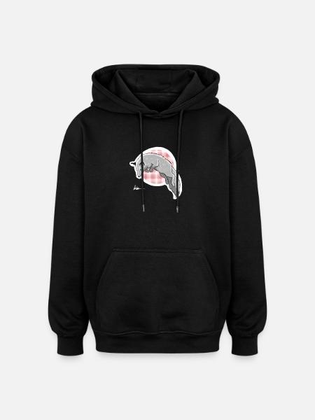 hunting snow fox - Oversized Unisex Hoodie - black