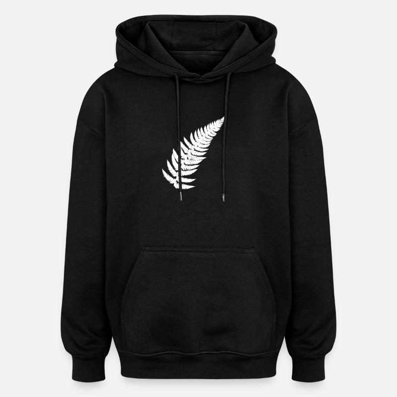 Plume de fougère contrastée - Sweat à capuche oversize unisexe - noir