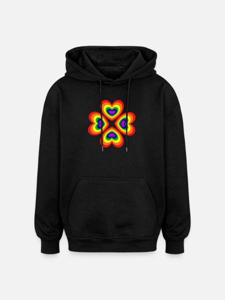 70s Flower Pattern - Oversized Unisex Hoodie - black