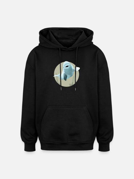 Cheerful deep-sea whale Beluga in circle - Oversized Unisex Hoodie - black