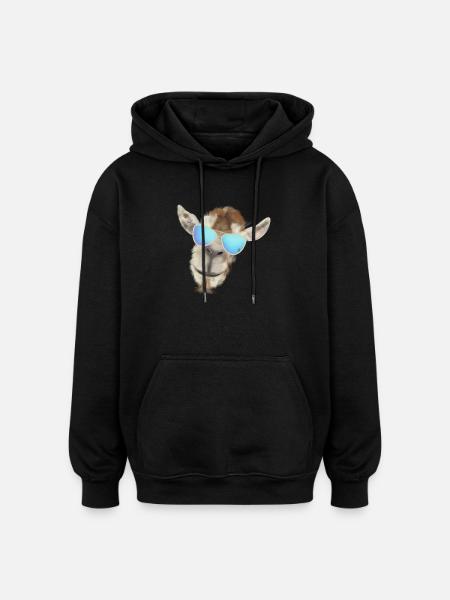 Casual goat head with sunglasses - Oversized Unisex Hoodie - black