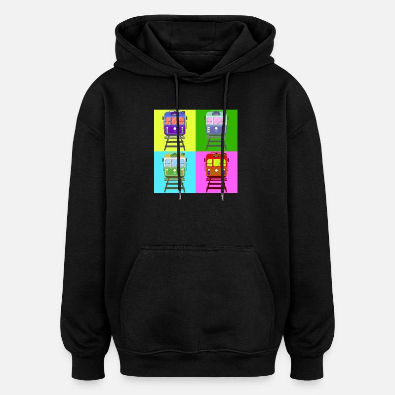 Tram, Straßenbahn Pop Art - Oversized Unisex Hoodie - Schwarz