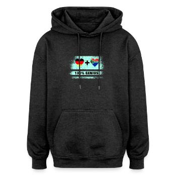 Allemagne et Afrique du Sud 100 % Genial / Cadeau - Sweat à capuche oversize unisexe - charbon - Devant - Noah (186cm)