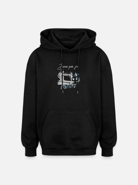 J'ai COUTURE - Sweat à capuche oversize unisexe - noir