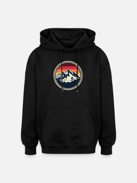 Retro Ridge Mountain Biker Silhouette - Oversized Unisex Hoodie - black