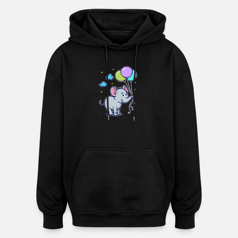 Drôle animal Cool Bébé Éléphant - Sweat à capuche oversize unisexe - noir