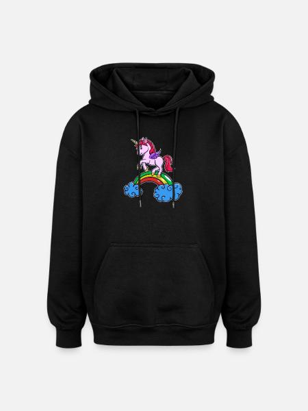 Einhorn Cool Tier - Oversized Unisex Hoodie - Schwarz