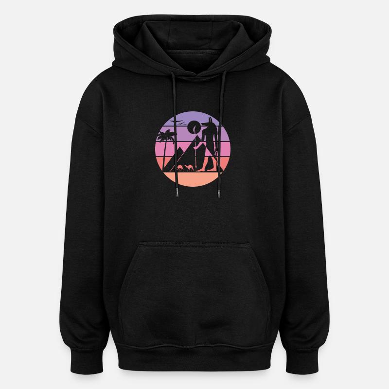 Silhouette Mythique - Anubis - Sweat à capuche oversize unisexe - noir