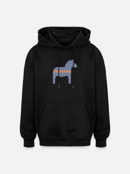 Dala Hest Strikkeopskrift Brun Sverige Hygge Scandi - Oversize unisex hoodie - sort