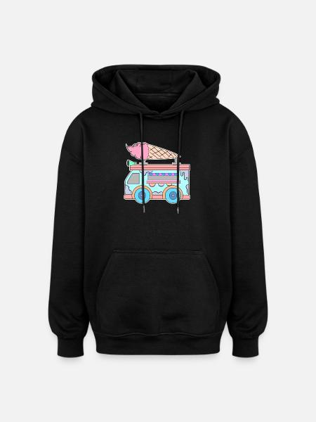 Kids Eiscreme - Oversized Unisex Hoodie - Schwarz