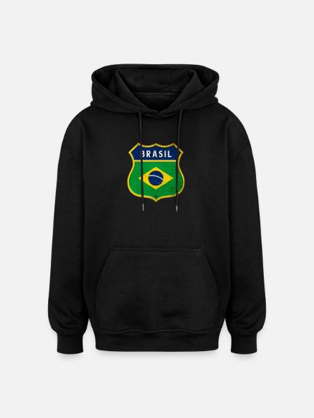 Drapeau armoiries du Brésil - Sweat à capuche oversize unisexe - noir