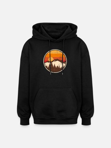 Sunset Ridge Mountain Circle - Oversized Unisex Hoodie - black