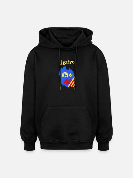 Lozère - Sweat à capuche oversize unisexe - noir