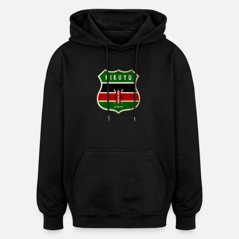 Kikuyu Kenya Armoiries Drapeaux Design - Sweat à capuche oversize unisexe - noir