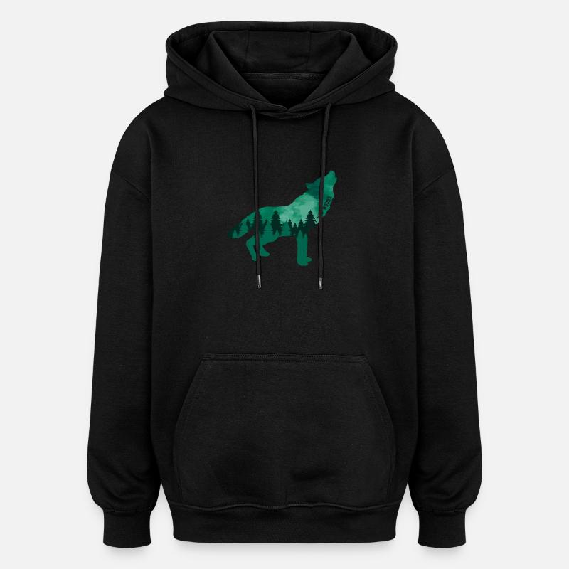 Climate Change Environmental Protection Wolf - Oversized Unisex Hoodie - black