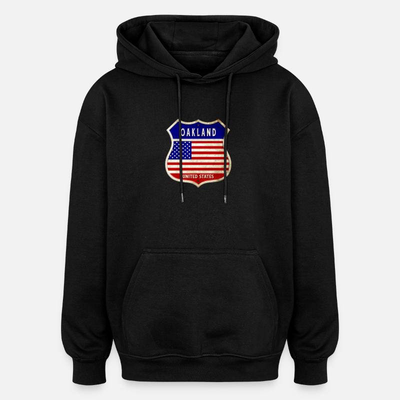 Oakland ÉTATS-UNIS Armoiries Drapeaux - Sweat à capuche oversize unisexe - noir