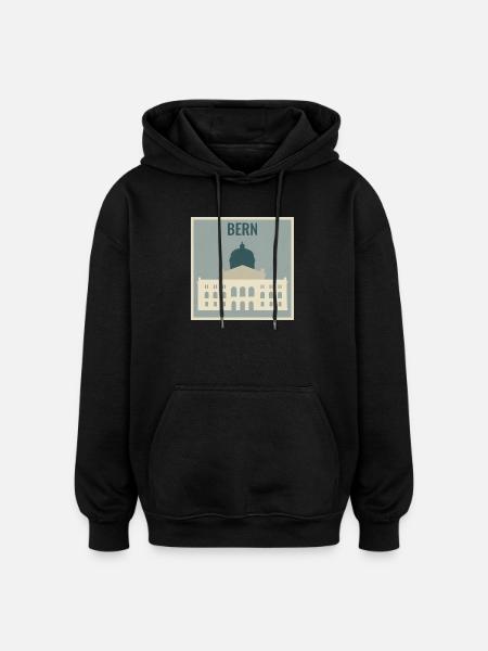 Bern - Sweat à capuche oversize unisexe - noir