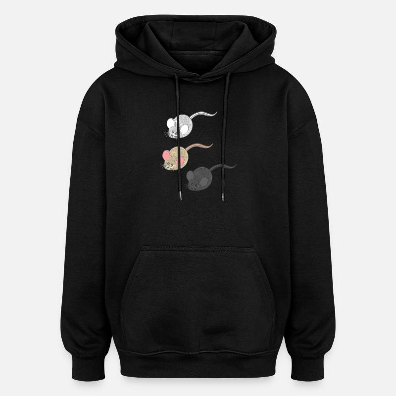 geschenkideen mäuse, Drei Mäuse, Mäuse Fan - Oversized Unisex Hoodie - Schwarz