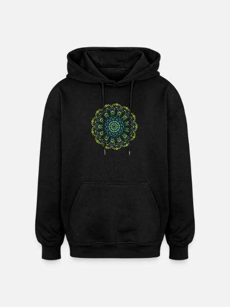 Luminous Mandala Neon Design - Oversized Unisex Hoodie - black
