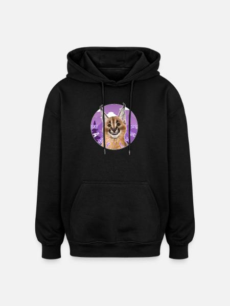 Chat Bébé Lynx - Sweat à capuche oversize unisexe - noir