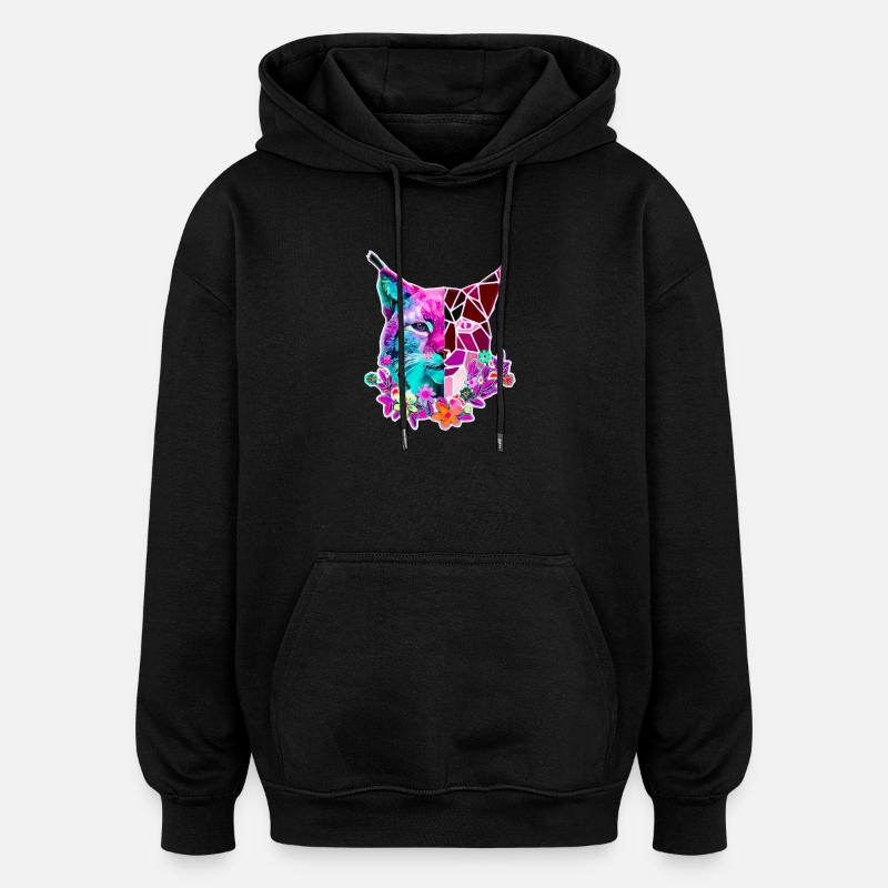 Luchs Katze Sommer Farben - Oversized Unisex Hoodie - Schwarz