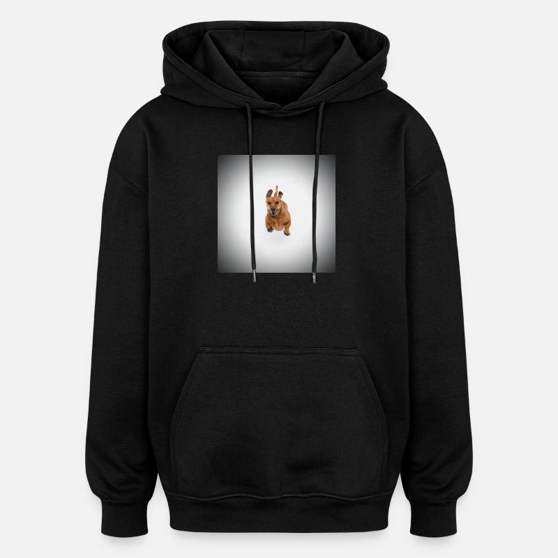 Teckel brun - Sweat à capuche oversize unisexe - noir