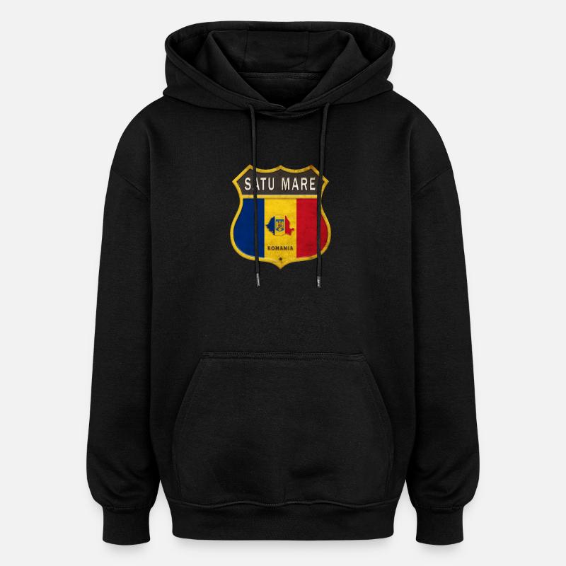 Satu Mare Romania crest design - Oversized Unisex Hoodie - black