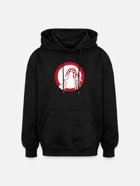 Amour de girafe et hérisson - Sweat à capuche oversize unisexe - noir