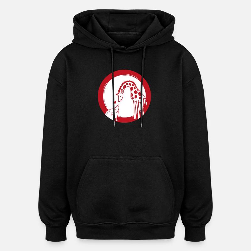 Amour de girafe et hérisson - Sweat à capuche oversize unisexe - noir