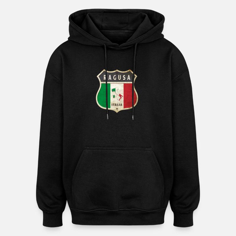 Raguse Italie Armoiries Drapeaux Design - Sweat à capuche oversize unisexe - noir