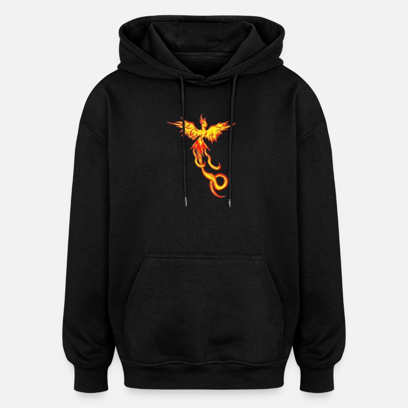 Feuervogel, fliegendes feuerwesen seite - Oversized Unisex Hoodie - Schwarz