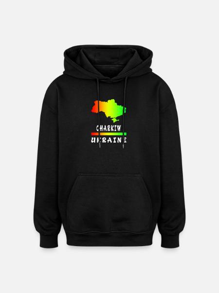 Kharkiv Ukraine rainbow design - Oversized Unisex Hoodie - black