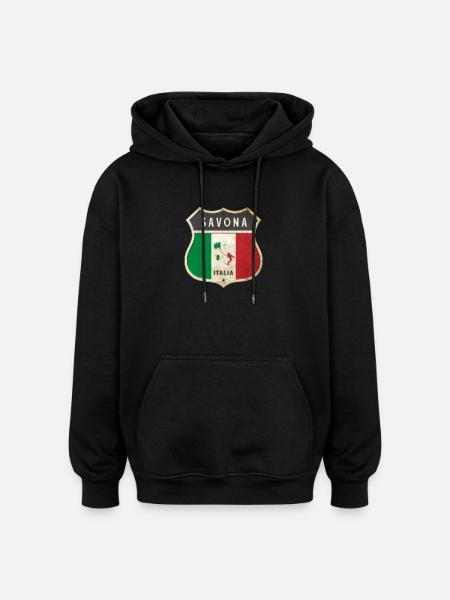 Savone Italie Armoiries Drapeaux Design - Sweat à capuche oversize unisexe - noir