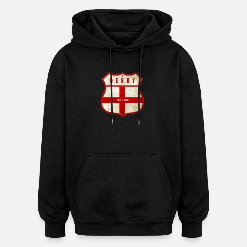 Écusson Derby England - Sweat à capuche oversize unisexe - noir