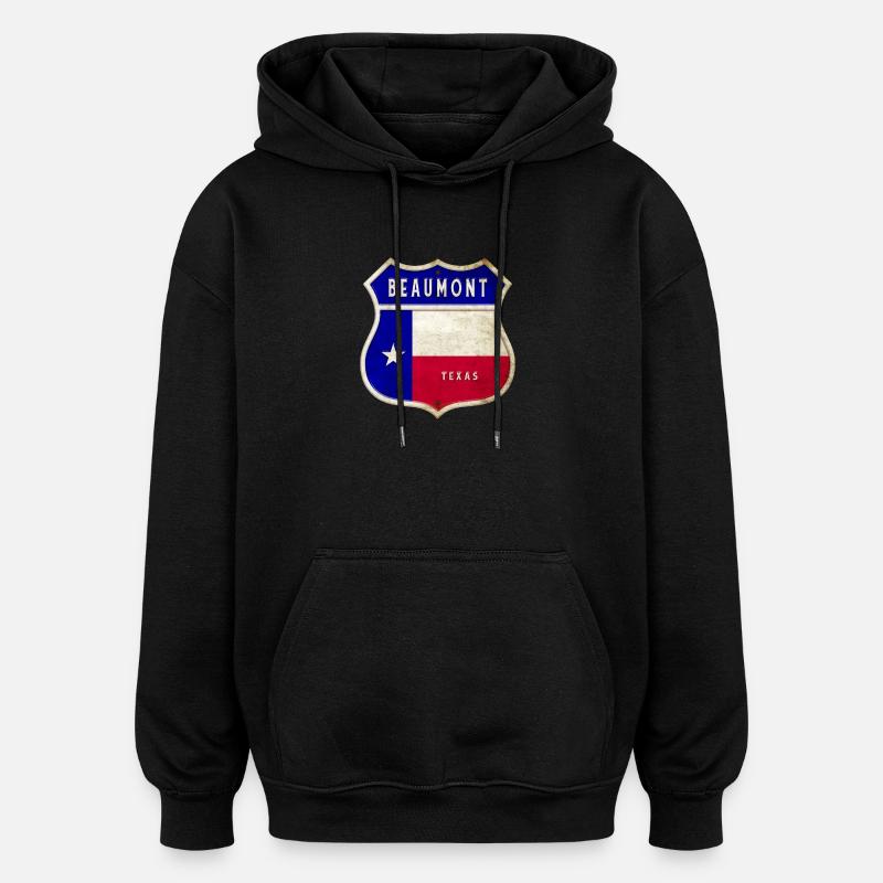 Beaumont Texas crest flags design - Oversized Unisex Hoodie - black
