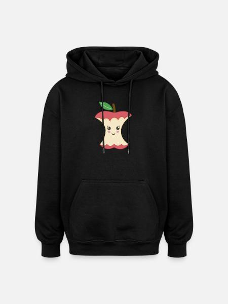Kawaii Apple Trognon - Oversized Unisex Hoodie - black