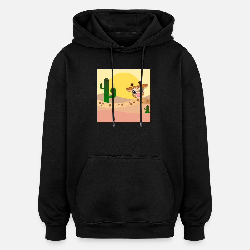 ILLUSTRATION D’ANIMAUX GIRAFES - DÉSERT - Sweat à capuche oversize unisexe - noir