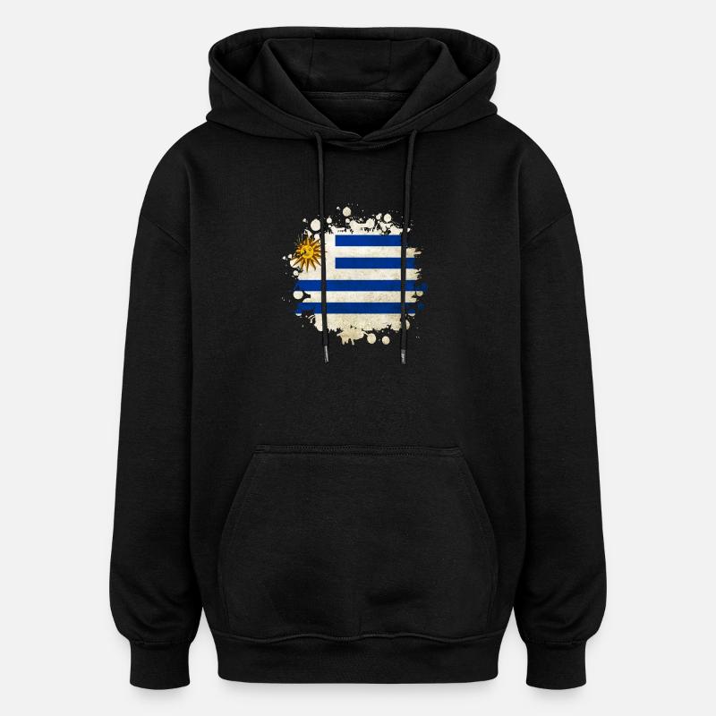 Uruguay Klecks Flag Design - Sweat à capuche oversize unisexe - noir