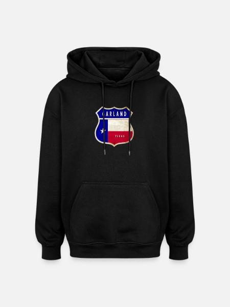 Garland Texas crest flag design - Oversized Unisex Hoodie - black