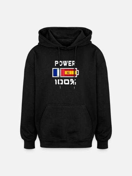 Spain and France Power 100% - Oversized Unisex Hoodie - black